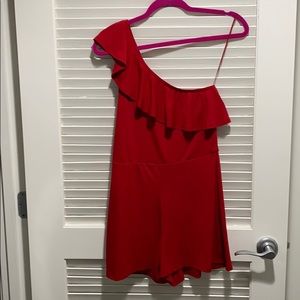 Red one sleeve romper